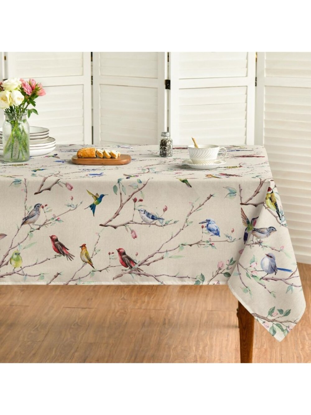 Horaldaily Spring Tablecloth Tablecloth 52×70 Inch Rectangular, Birds Branch